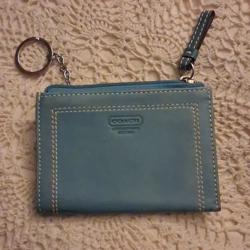 Coach Mini Skinny ID Key Ring Leather Card Case - Picture 1 of 5